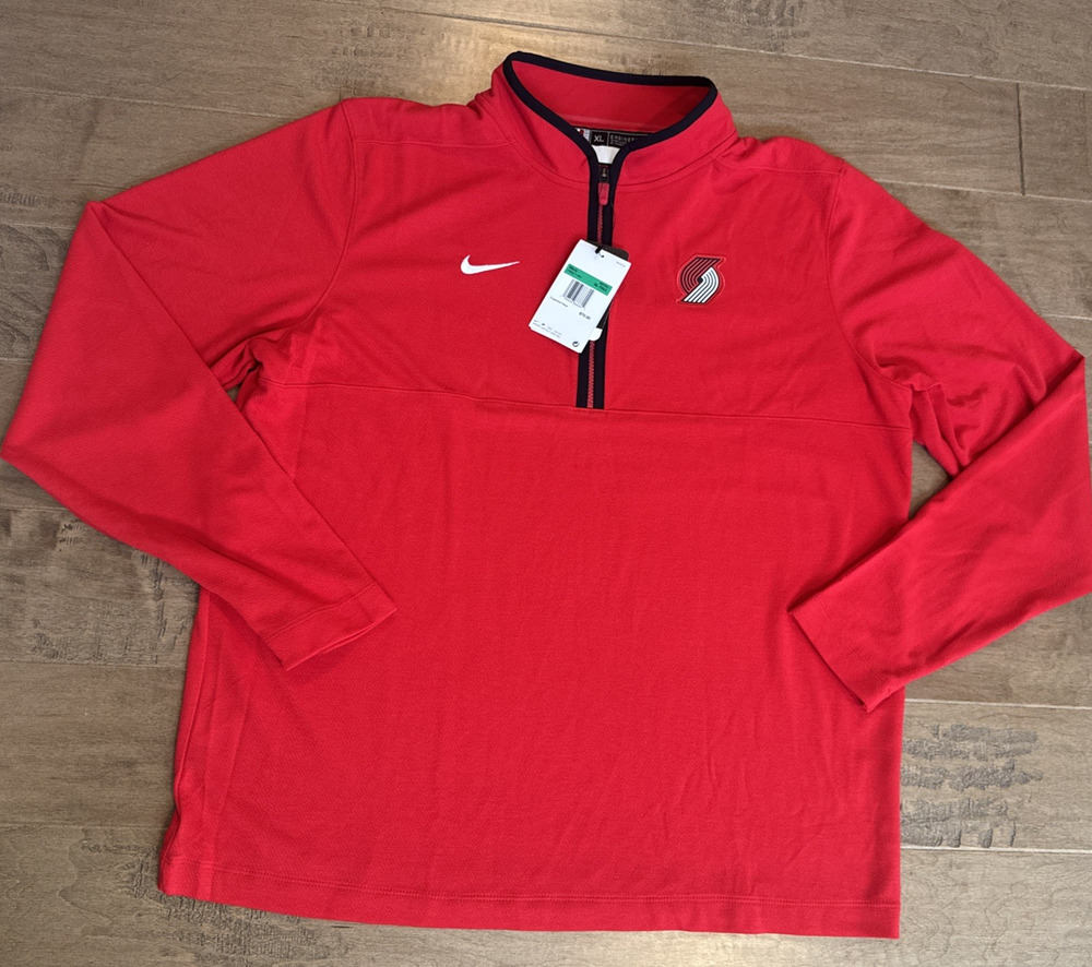 Nike Portland Trail Blazers NBA Men XL-Tall Red Quarter Zip Pullover NWT FB6271